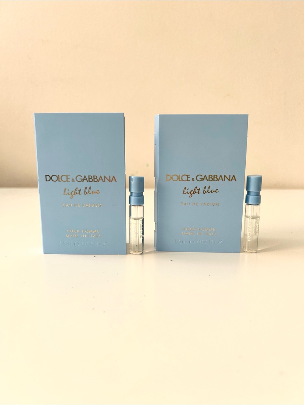 🌸DOLCE & GABBANA Light Blue Pour Homme EDP Vial Spray Sample 1.5 mL x 2